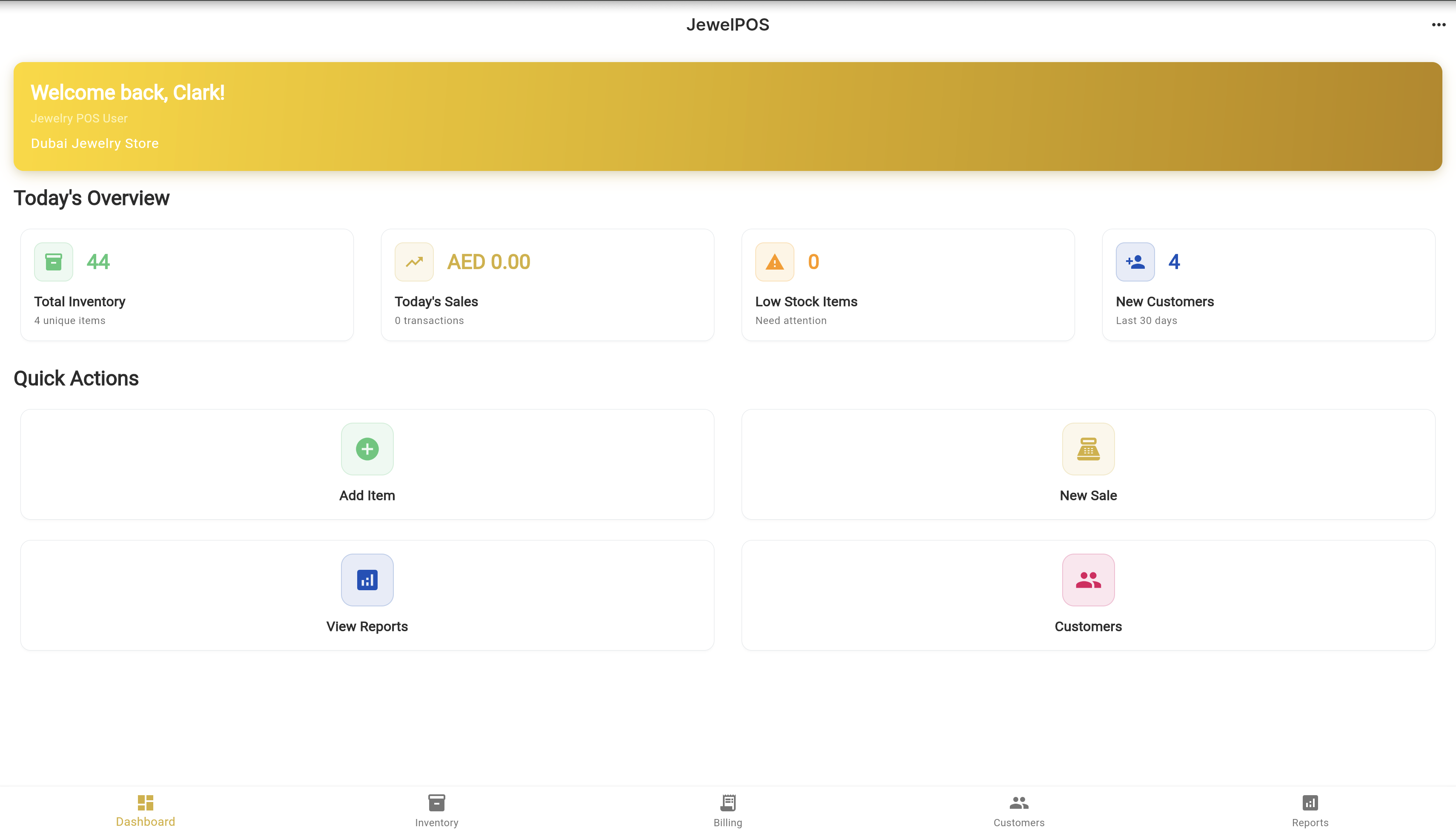 JewelPOS Desktop Application - Light Mode